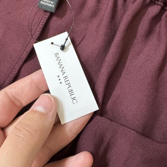 Banana Republic Top Womens Medium Pinot Noir Burgundy Halter Tie Neck Bow Back - Picture 11 of 14